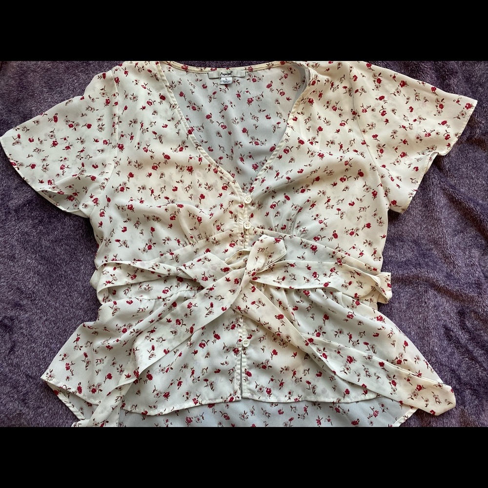 Papaya Flowy Flower Crop Top